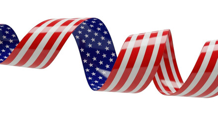 Obraz premium Festive 4th of july american independence day ribbon isolated on transparent background for celebrations