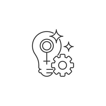 Fulfill female potential linear icon. Feminist activist. Raising woman status. Create opportunity. Thin line customizable illustration. Contour symbol. Vector isolated outline drawing. Editable stroke