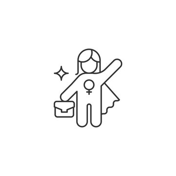 Women career linear icon. Advance to higher position. Fighting traditional glass ceiling. Thin line customizable illustration. Contour symbol. Vector isolated outline drawing. Editable stroke