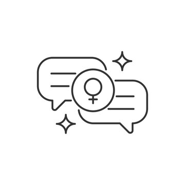 Female bonding linear icon. Strength for feminine gender. Supportive sisterhood. Thin line customizable illustration. Contour symbol. Vector isolated outline drawing. Editable stroke