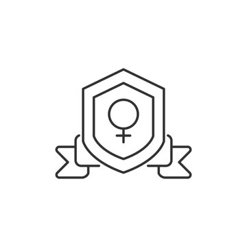 Feminist organization linear icon. Advancing gender equality. Achieve societal change. Thin line customizable illustration. Contour symbol. Vector isolated outline drawing. Editable stroke