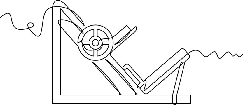 one line art Leg Press Machine vector illustration. line art, one continuous line, simple, hand drawn and sketch style. for icons, symbols, signs or logos. PNG