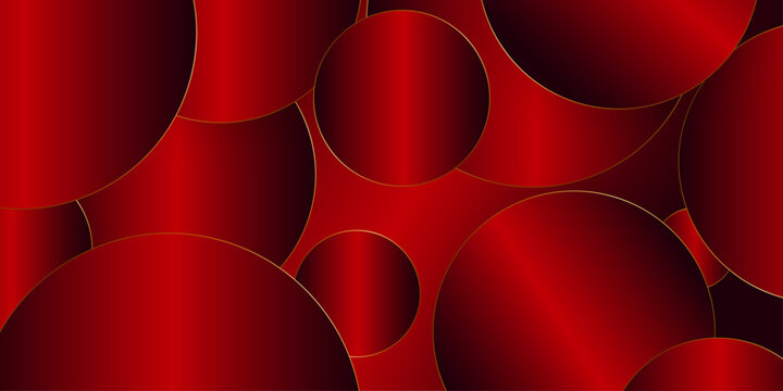 Abstract background gradient red circle golden stock line. abstract artistic of geometric random shape background. red circle abstract seamless vector. Minimal style website banner, decoration Vector.
