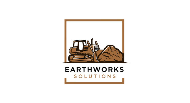 Earthworks Solutions Bulldozer Moving Soil Construction Industry.