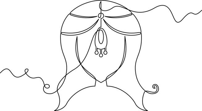 one line art women with Hair Chain vector illustration. line art, one continuous line, simple, hand drawn and sketch style. for icons, symbols, signs or logos. PNG