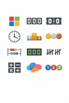 Counting circles numeral icons math clock number colorful symbols blocks ranking icon