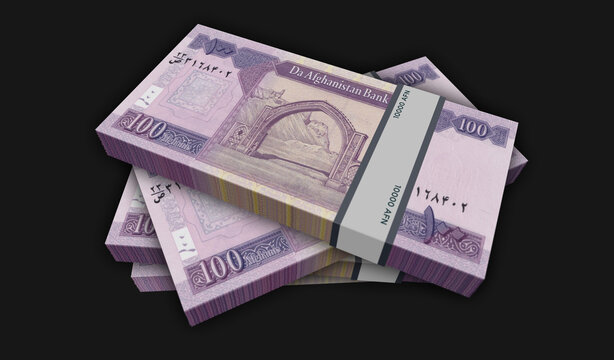 Afghanistan 100 Afghani money banknotes pack 3d illustration