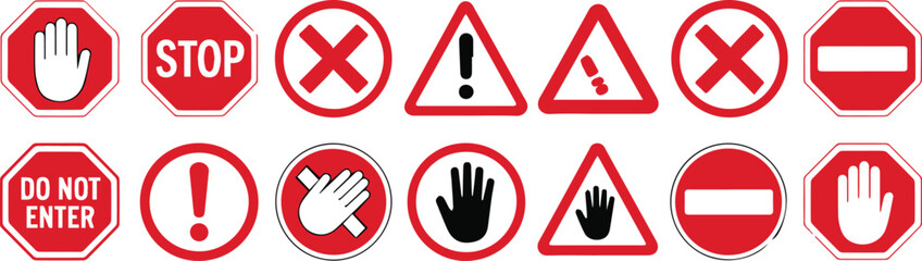 Obraz premium Access control and no entry sign set