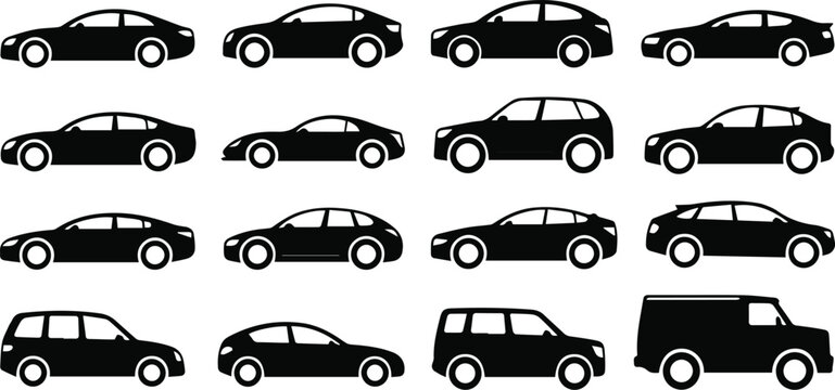 SUV and crossover profile silhouettes collection