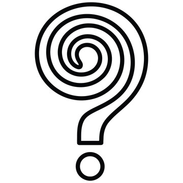 Outline question mark with spiral shape black and white question curiosity