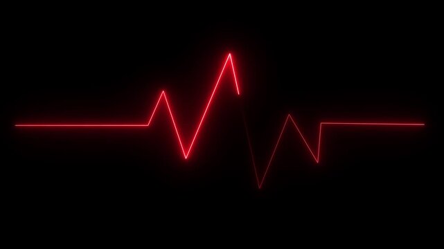 Neon heart rate animation on black background.