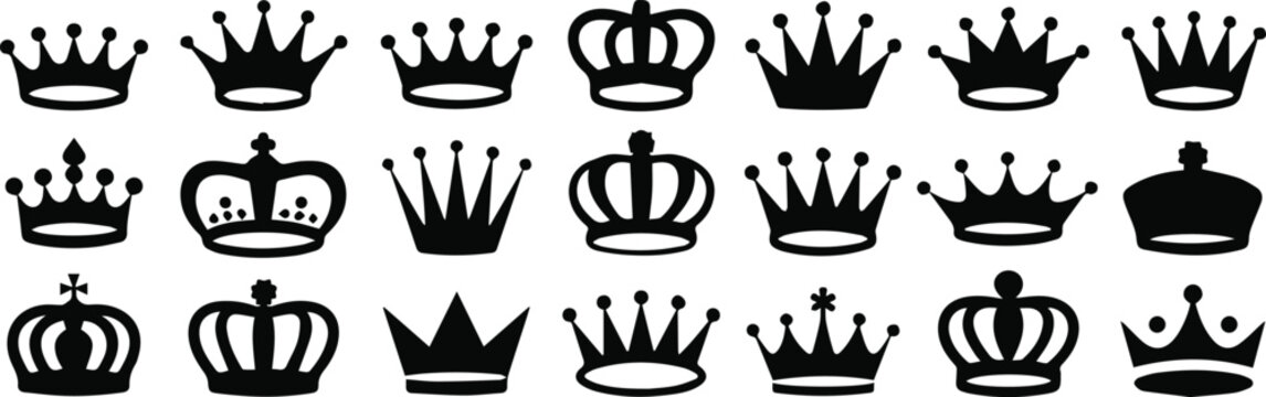 Collection of crown silhouettes for heraldry and regalia