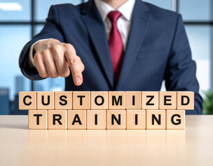 Obraz premium Customized Training - Geschäftsmann zeigt auf den Text 