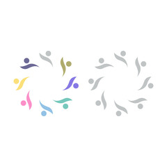 Obraz premium COLORFUL PEOPLE COMMUNITY UNION SIGN SYMBOL LOGO VECTOR ISOLATED ON WHITE
