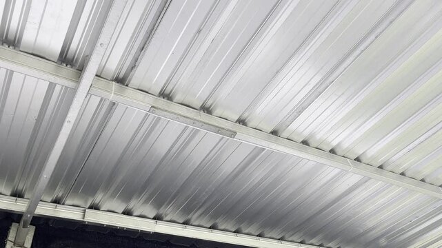Close-up Texture of Silver Galvalume Metal Roofing