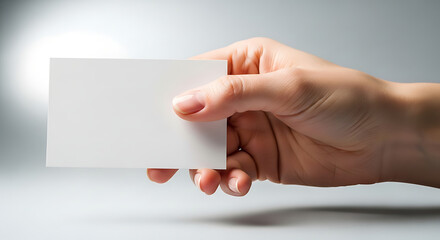 Fototapeta premium Hand holding a blank white business card