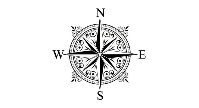 Vintage compass navigation tool symbol.