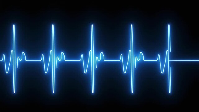 Blue ECG heartbeat line on black background