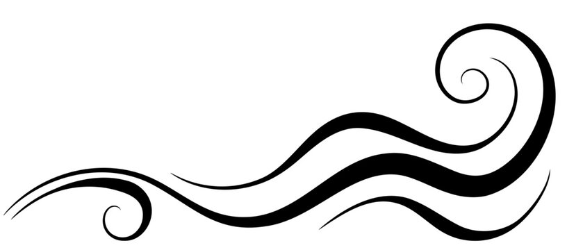 Wave ornament with abstract lines. Graceful decorative element for decor card design