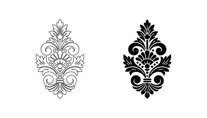 Ornate baroque floral damask pattern element in classic vector illustration © Lumina