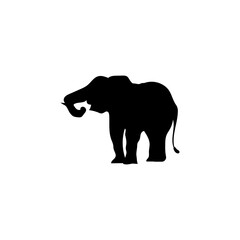Obraz premium Elephant silhouette, Vector silhouette of elephant on White Background, Black Isolated Elephant on White Background