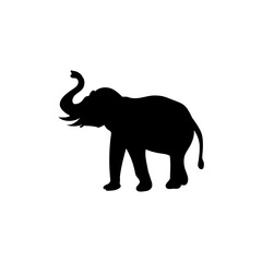 Obraz premium Elephant silhouette, Vector silhouette of elephant on White Background, Black Isolated Elephant on White Background