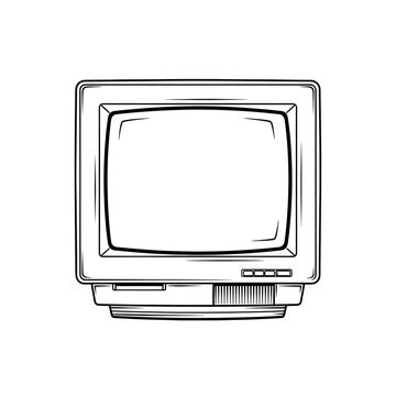 Vintage CRT computer monitor with a blank screen and textured case, evoking nostalgia for retro technology and early computing