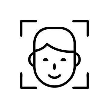 Face recognition icon smiling person biometric scan technology security system