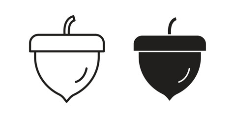 Acorn icon design pack in white and black color © Cristiane