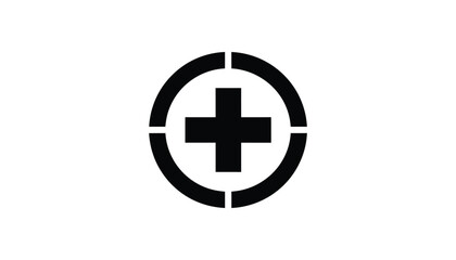 Fototapeta premium Black medical cross inside segmented circle health