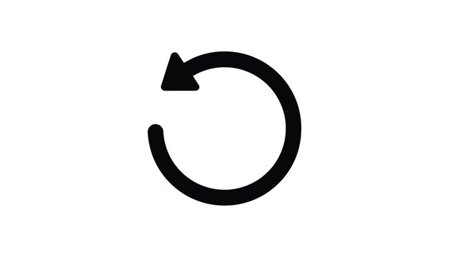 Black refresh circular arrow symbol on white background