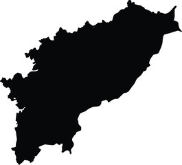 Obraz premium Minimalist black silhouette of the state of Odisha.eps