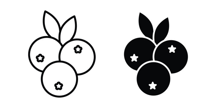 Blueberries icon design pack in white and black color
