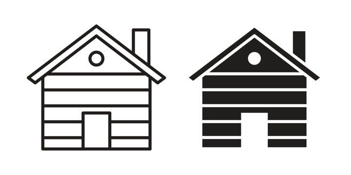 Cabin icon design pack in white and black color