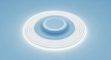 Obraz premium A glowing concentric circle pattern radiates outward on a blue background