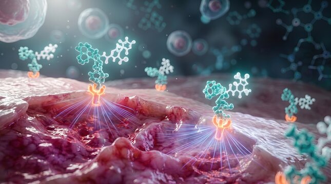 A molecules docking on inflamed ulcer tissue, targeted healing for oral ulcers and canker sores cellular relief