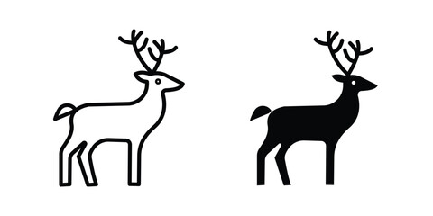 Fototapeta premium Deer icon design pack in white and black color