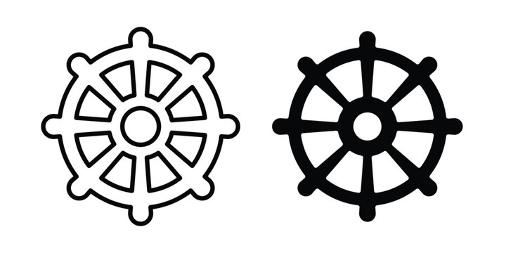 Dharmachakra icon design pack in white and black color