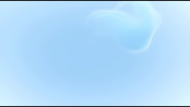 Soft abstract blue cloud shape on light gradient background, ethereal smoke or mist form