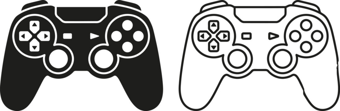 Game controller silhouette on black and white background