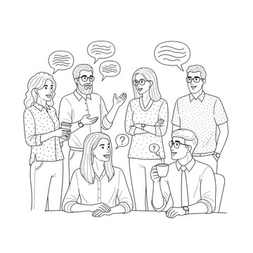Dynamic group of diverse professionals engaged in active conversation and idea exchange during a business meeting, emphasizing teamwork, communication, and collaboration