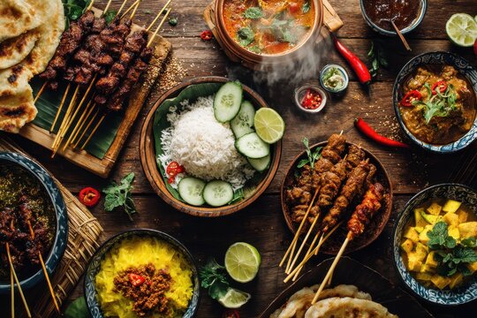 Warm, aromatic Malaysian banquet with diverse flavors