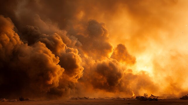 Apocalyptic Inferno: Volcanic Eruption with Ash Clouds and Lava Flow