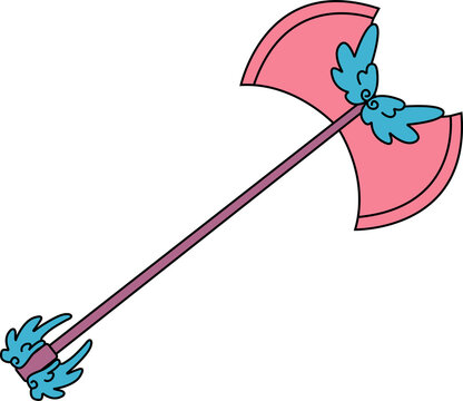Boho Magic Axe Weapon Cartoon Illustration