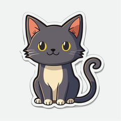 Obraz premium Cute Cartoon Black Cat Sticker