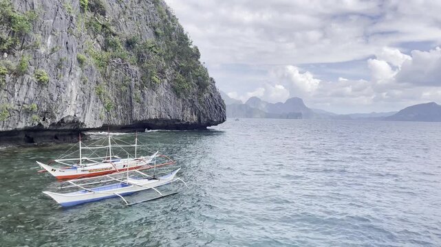 boat floating on emerald twin lake coron Philippines