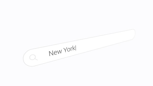 New York City Entered In The Internet Search Box. Closeup Shot