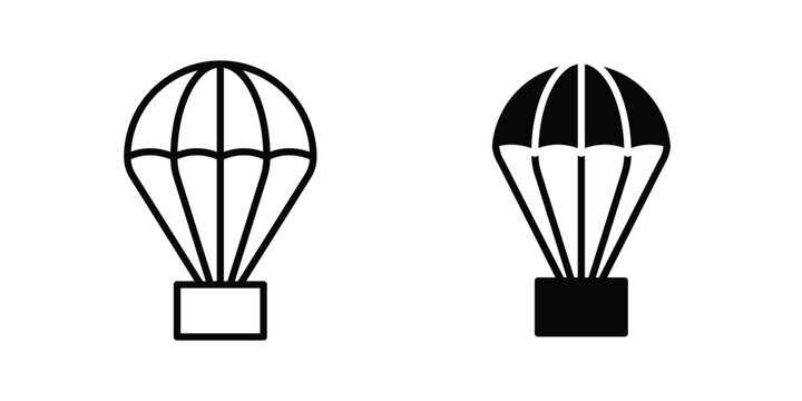 Parachute icon design pack in white and black color