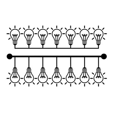 Illustration of parallel and series light bulb electrical circuits