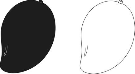 Simple black and white mango illustrations isolated on transparent background © MD